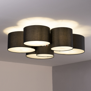   Hat ernyős mennyezeti lámpa, fekete textil - Pastore 2 Eglo 99509