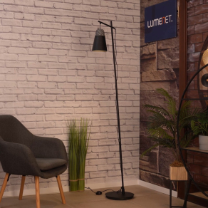   Állólámpa talpkapcsolóval, 179 cm, fekete-szürke-fehér színű - Canterras Eglo 99547, kő, 1xE27 foglalattal