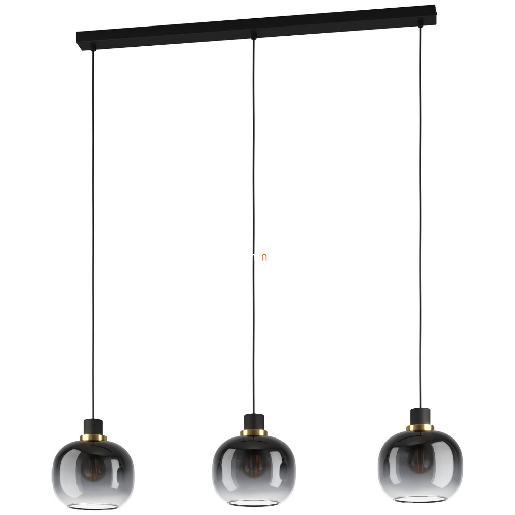 Függesztett lámpa három foglalattal, fekete-sárgaréz-szürke-áttetsző (Oilella)
