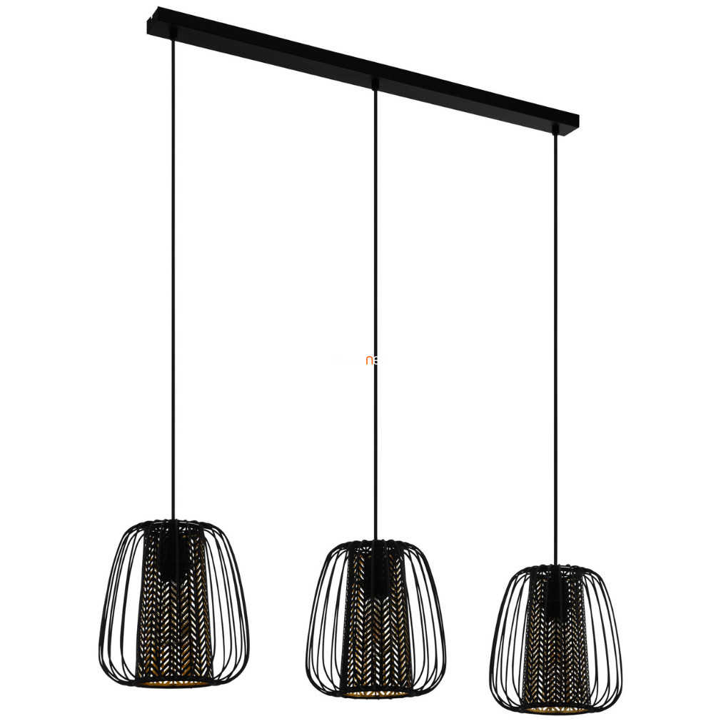 Függesztett lámpa három foglalattal, fekete-arany színű (Curasao)