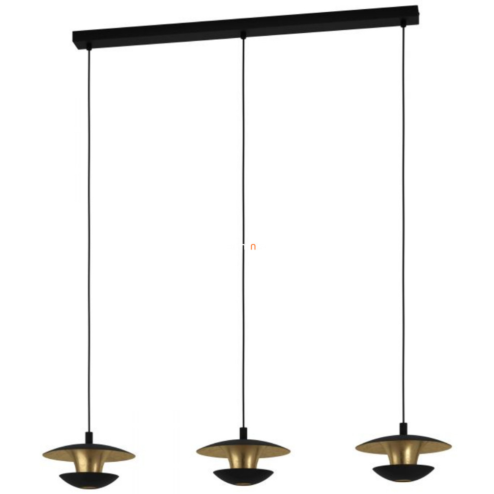 Függesztett lámpa három foglalattal, fekete-arany színű (Nuvano)