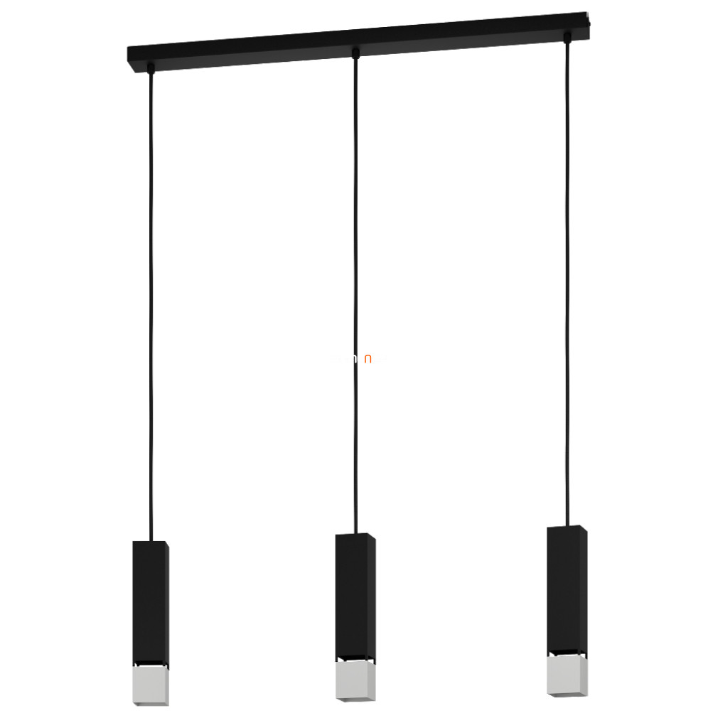 Függesztett lámpa három foglalattal, fekete-ezüstszínű (Butrano)