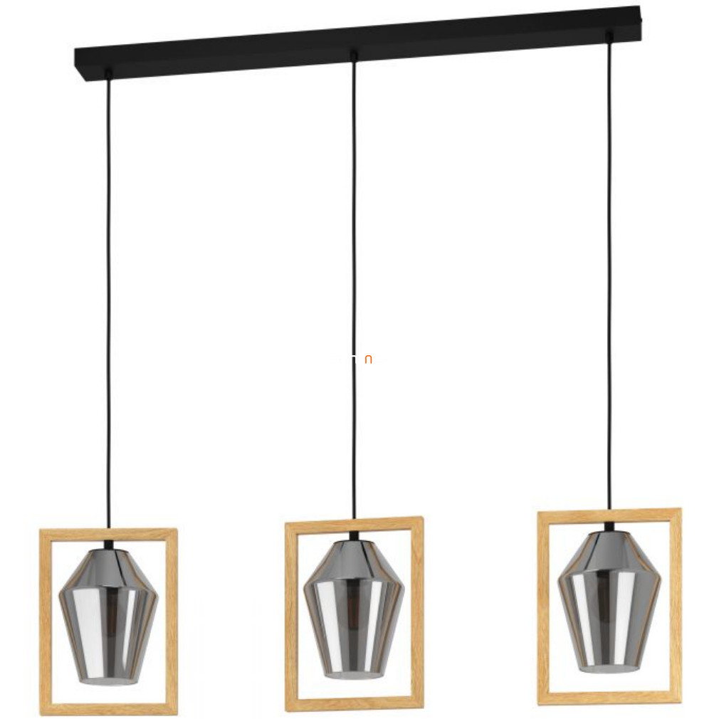 Függesztett lámpa három foglalattal, fekete-barna-áttetsző (Viglioni)