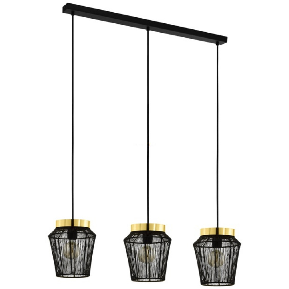 Függesztett lámpa három foglalattal, fekete-arany színű (Escandidos)