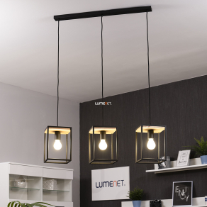   Függesztett lámpa fekete kocka kerettel, három foglalattal - Libertad Eglo 99855