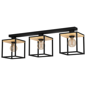   Mennyezeti lámpa három foglalattal, fekete-fa színű - Libertad Eglo 99856