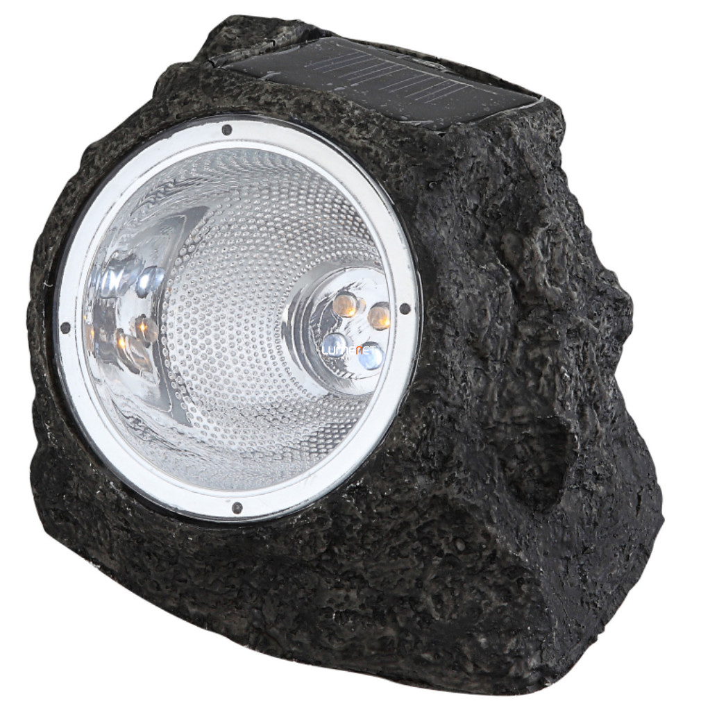 Kültéri napelemes dekorációs LED lámpa, sötétszürke szikla, 2 LED (Solar)