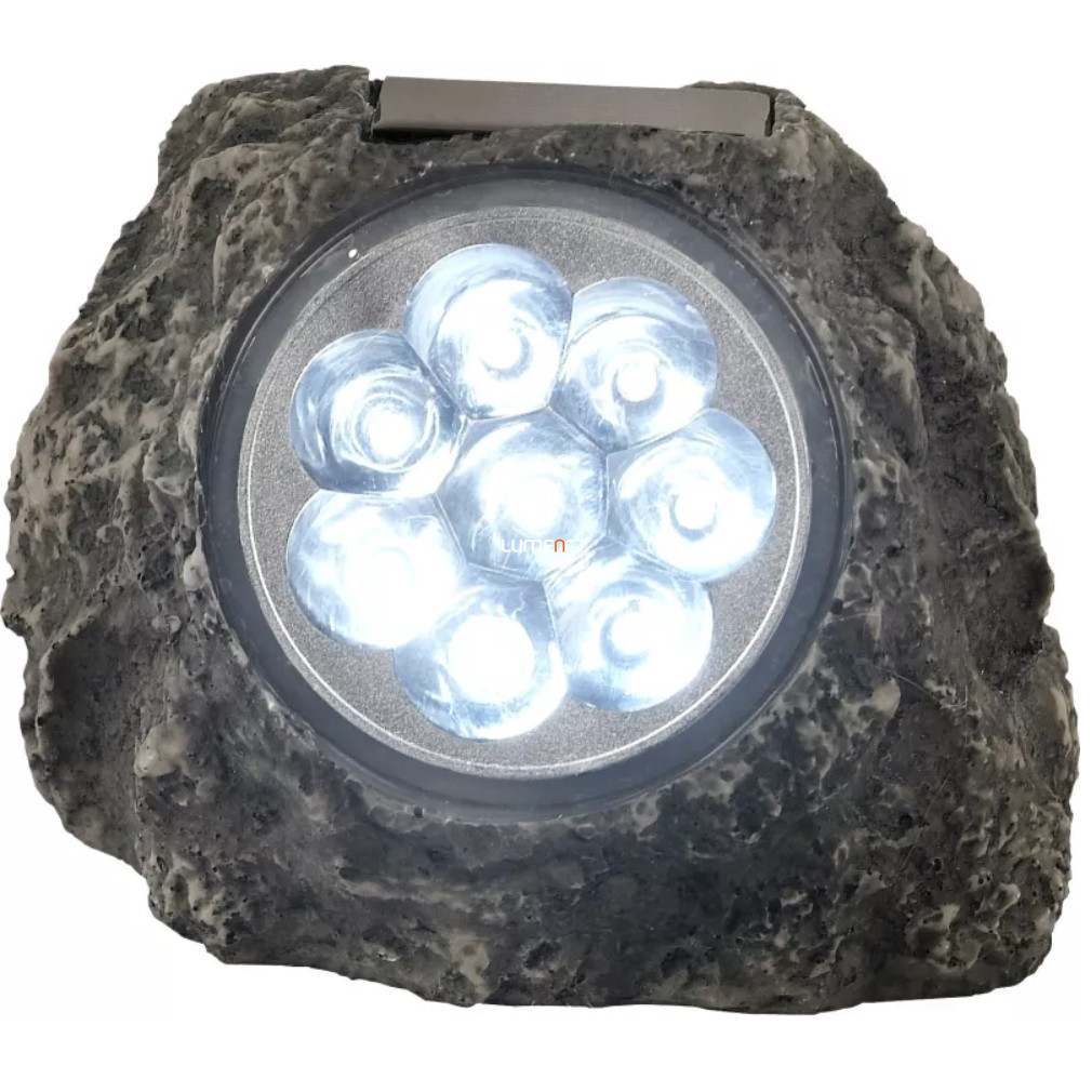 Kültéri napelemes dekorációs LED lámpa, sötét szürke szikla, 8 LED (Solar)