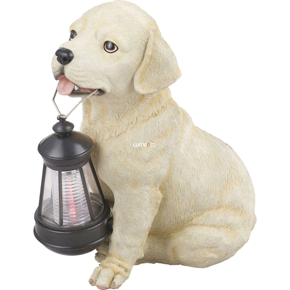 Kültéri napelemes LED dekoráció, világos barna kutya lámpával (Solar)
