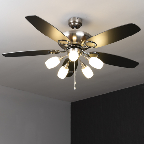   Ventilátor csillár húzókapcsolóval, 5 foglalattal - Jerry Globo 0337