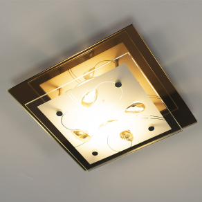   Mennyezeti lámpa kristály dekorral borostyán színben - Ayana Globo 40412