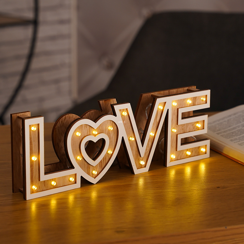 Dekorációs LED asztal dísz, fa (Love)