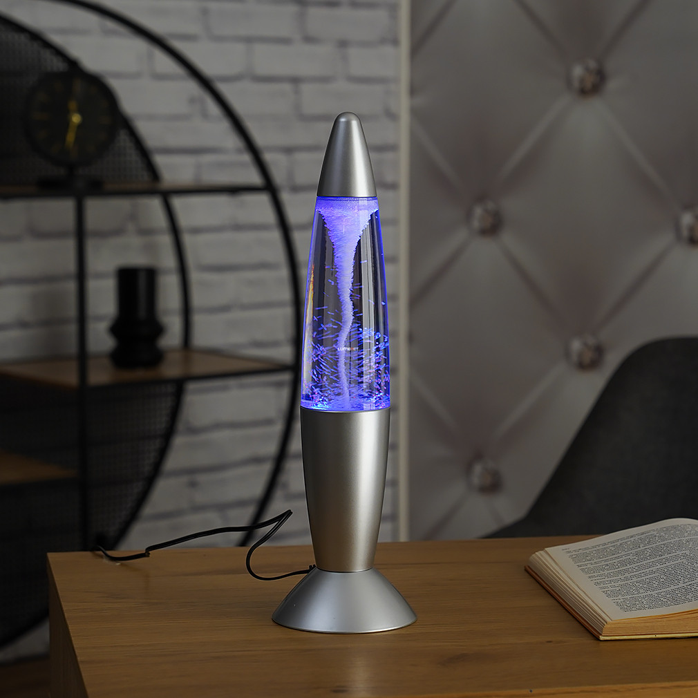 Lávalámpa, 35 cm - Magma Globo 28019, színváltós LED, glitteres, USB kábellel, 0,36 W