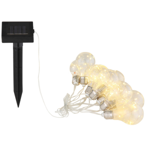   Kültéri földbe szúrható LED napelemes gömb fényfüzér, 3, 8 cm, ezüst-áttetsző - Solar Globo 33708-10