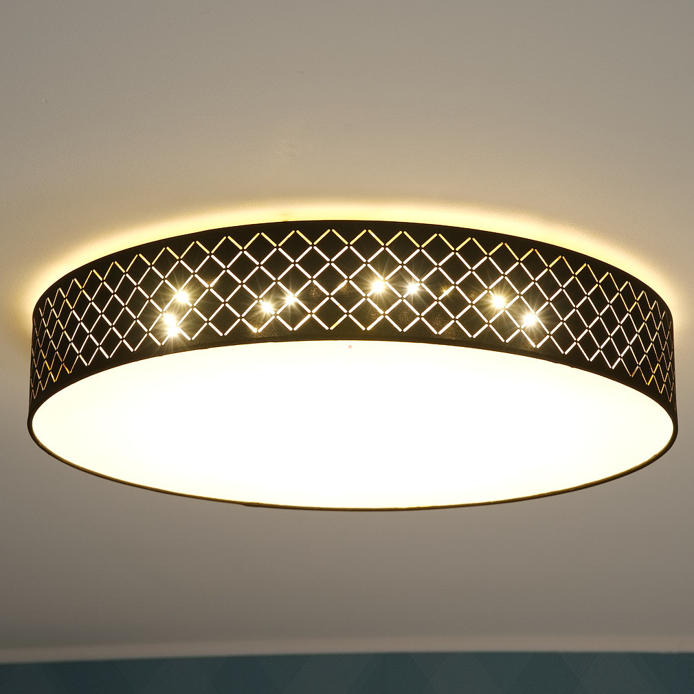 Rács mintás textil mennyezeti LED lámpa távirányítóval (Paco)