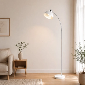   Állólámpa, fehér színben, 155 cm - Anita Globo 24703SW, talpkapcsoló, 1xE27 foglalattal