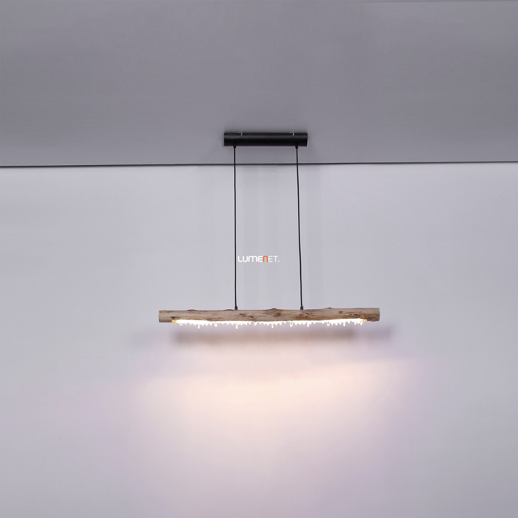 Függesztett fatörzs LED lámpa kristályokkal, 15 W, melegfehér (Felicitas)