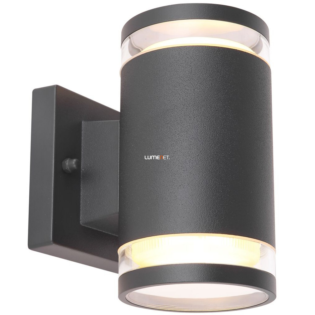 Fel és le világító kültéri fali lámpa két foglalattal, fekete színben (Alcala)