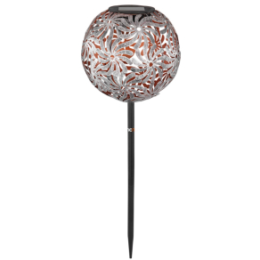  Kültéri földbe szúrható LED napelemes lámpa virág mintával, 18, 5 cm, szürke-ezüst gömb - Solar Globo 33632