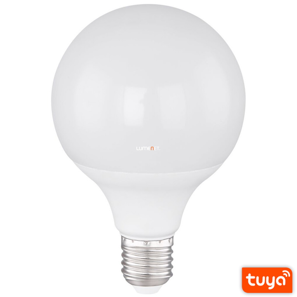 E27 LED fényforrás 10W, meleg-hidegfehér, globe (RGBW)