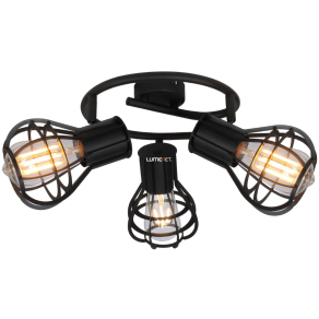   Mennyezeti spot lámpa, 25 cm, fekete, három foglalattal - Clastra Globo 15388-3