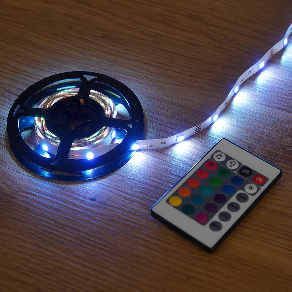 Bontott csomagolású LED szalag távirányítóval, 1m (RGBW)
