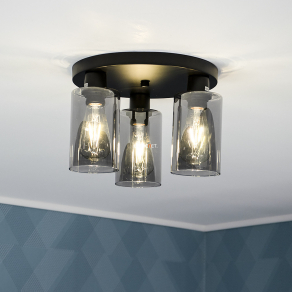   Füstszínű mennyezeti lámpa, 3 foglalattal - Hadera Globo 15465-3D