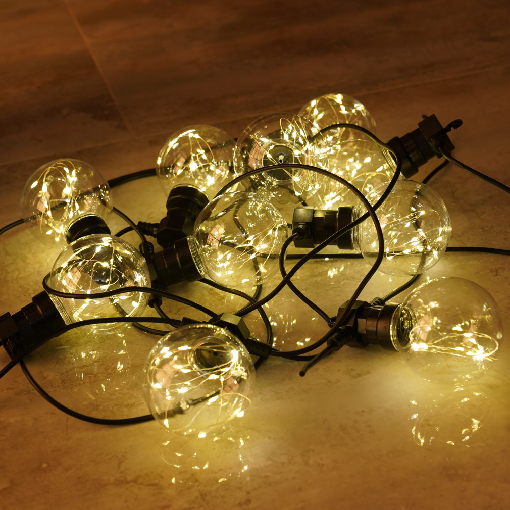 Kültéri LED fényfüzér, 10 LED, melegfehér, 4,5 méteres (Almaga)