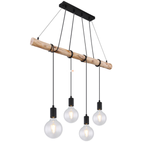   Függesztett lámpa, fekete-fa, négy foglalattal - Auston Globo 15439-4