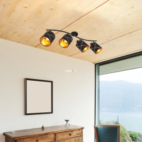   Mennyezeti spot lámpa fekete-arany színben, négy foglalattal - Bemmo Globo 15431-4