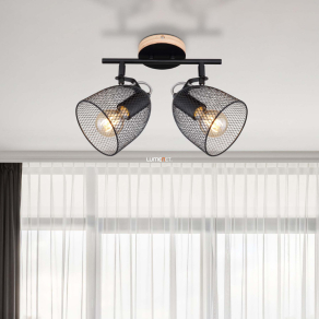   Mennyezeti spot lámpa, fa-fekete, két foglalattal - Josina Globo 54034-2