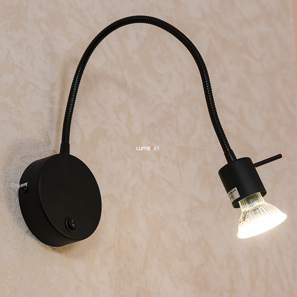 Fekete fali lámpa flexibilis karral (Milly)