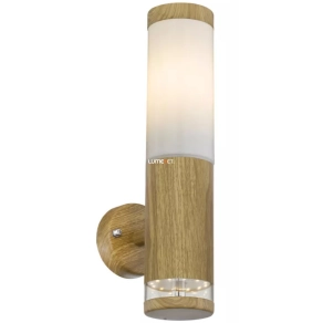   Kültéri fali lámpa, fa hatású-opál, 1,2 W LED hangulatvilágítással a talp részben, két foglalattal - Jaicy Globo 34070