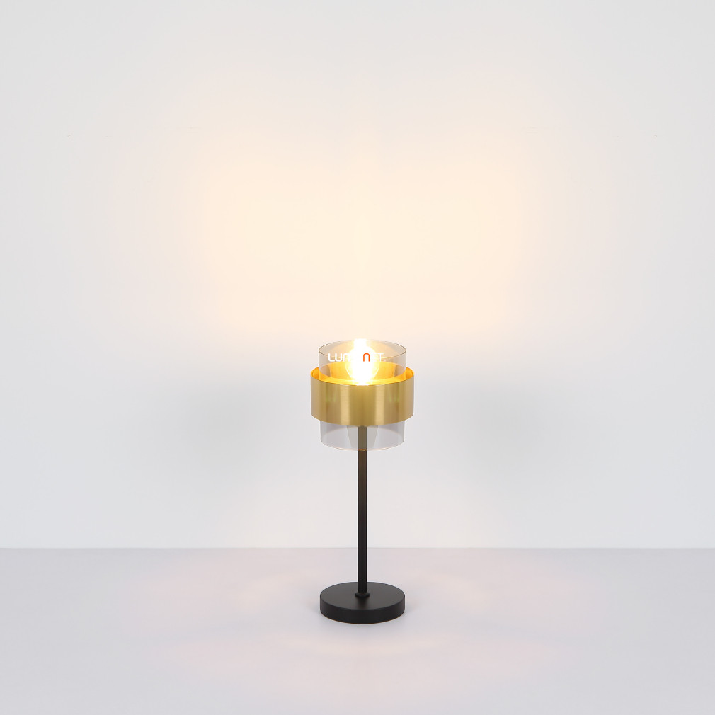 Asztali lámpa aranyszínben, füstszínű üveg (Milley)