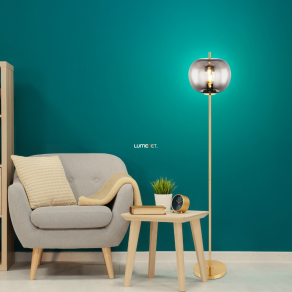   Állólámpa, 160 cm - Blacky Globo 15345SMM, üveg, 1xE27 foglalattal