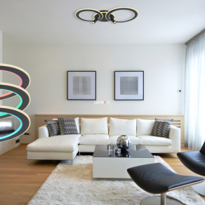   Távirányítós mennyezeti LED spot lámpa RGB háttérvilágítással, 50 + 11 W, hideg-melegfehér - Marian Globo 67304D2