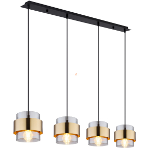   Függesztett lámpa, fekete-sárgaréz, négy foglalattal - Milley Globo 15560-4H