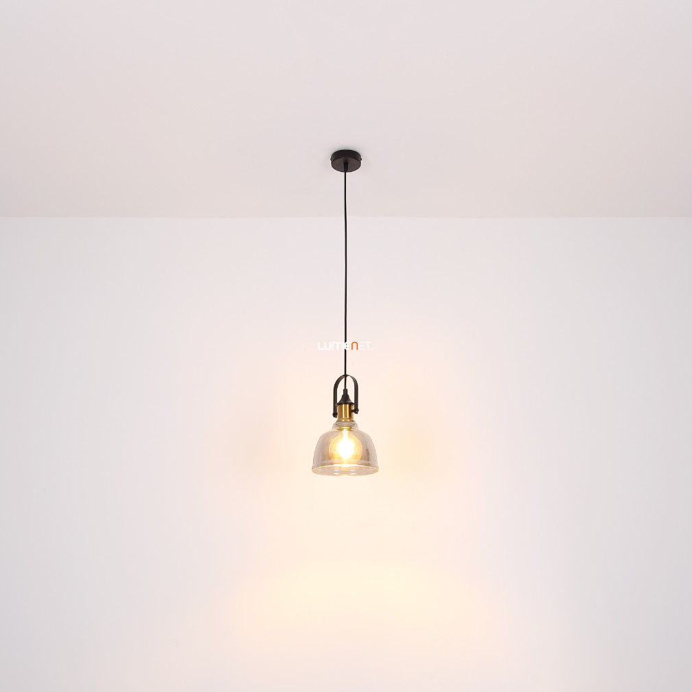 Függesztett lámpa, fekete-sárgaréz, 30 cm (Dorothea)