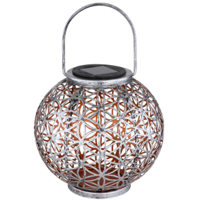   Kültéri napelemes asztali LED lámpa, 29 cm, ezüst virág mintával - Solar Globo 36741