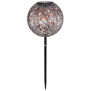   Kültéri földbe szúrható LED napelemes lámpa leveles mintával, 18 cm, antikolt szürke-arany színű gömb - Solar Globo 33626