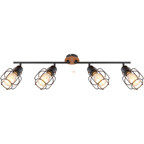   Mennyezeti karos spot lámpa, fekete-barna, négy foglalattal - Willa Globo 54037-4