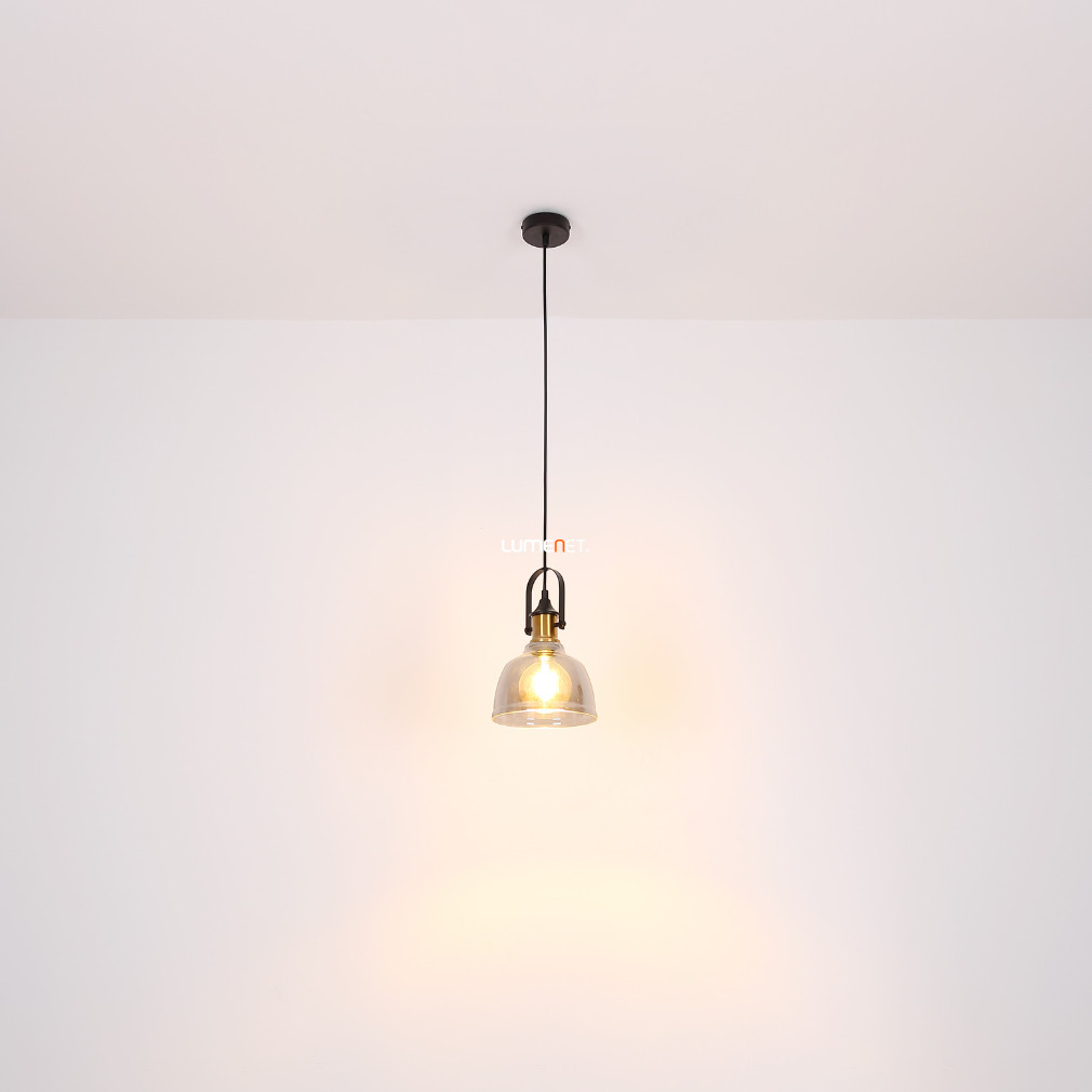 Függesztett lámpa, fekete-sárgaréz, 20cm (Dorothea)