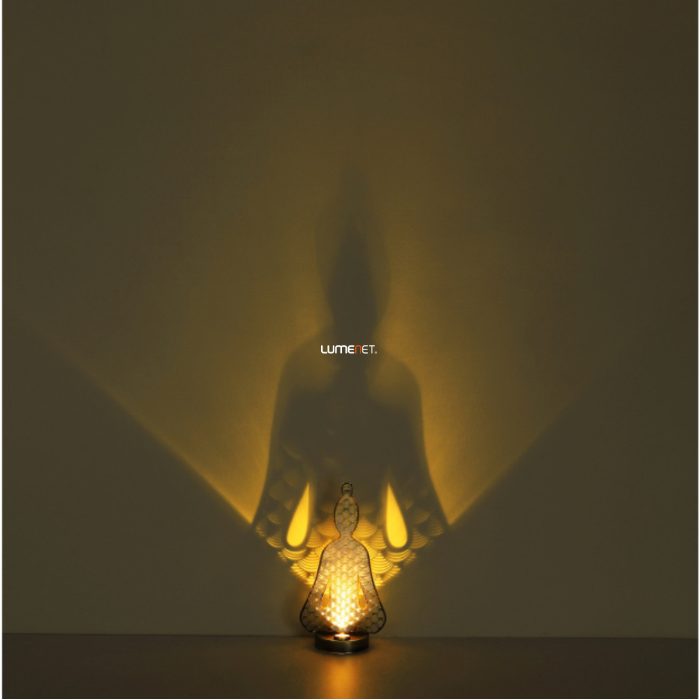 Kültéri napelemes LED lámpa, Buddha sziluett, ezüst (Solar)