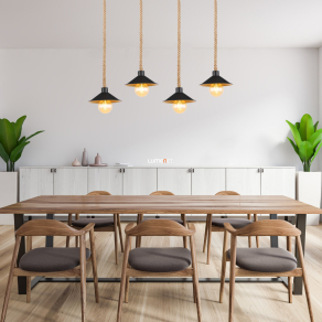   Függesztett lámpa, fekete-arany színben, négy foglalattal - Diana Globo 15690-4H