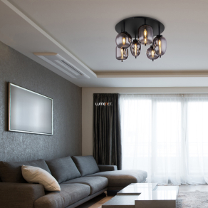   Mennyezeti lámpa, fekete, hat foglalattal - Blacky Globo 15345-6D