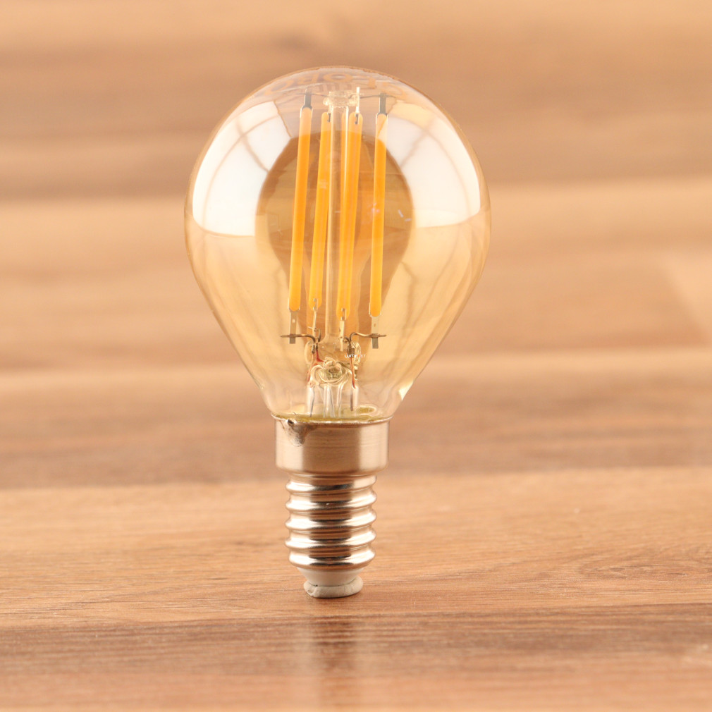 E14 LED fényforrás, 4W, 350lm, candelight, borostyán
