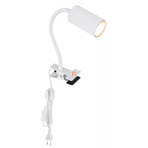   Csíptetős asztali spot lámpa matt fehér színben, 41 cm - Robby Globo 57911KW - billenőkapcsolós, 1xGU10 foglalattal, 230 V