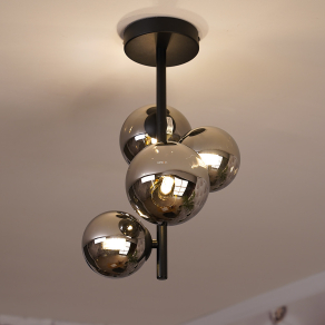   Spirál mennyezeti lámpa füstszínű üveggömbökkel - Riha Globo 56133-4D