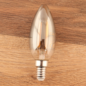   E14 LED fényforrás, 6W, 380lm, candlelight, füstszínű üveg