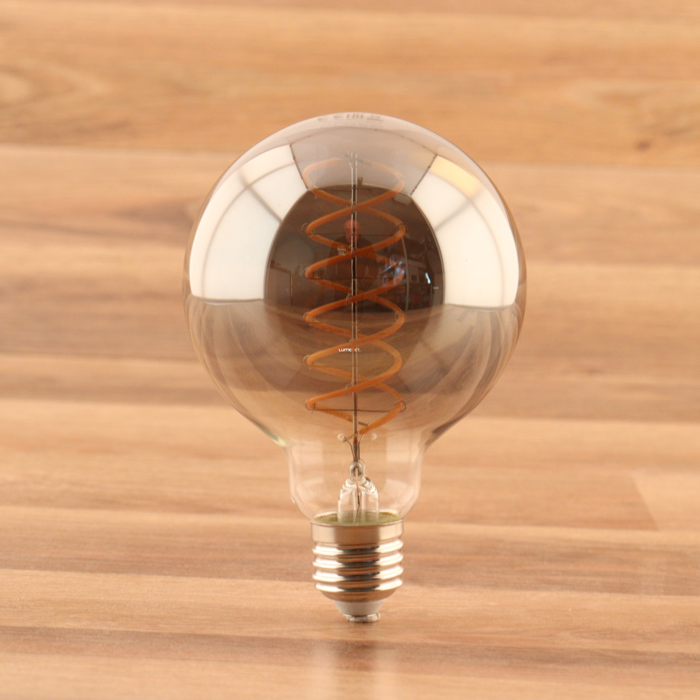 E27 LED fényforrás, 8,5W, 280lm, candlelight, füstszínű üveg